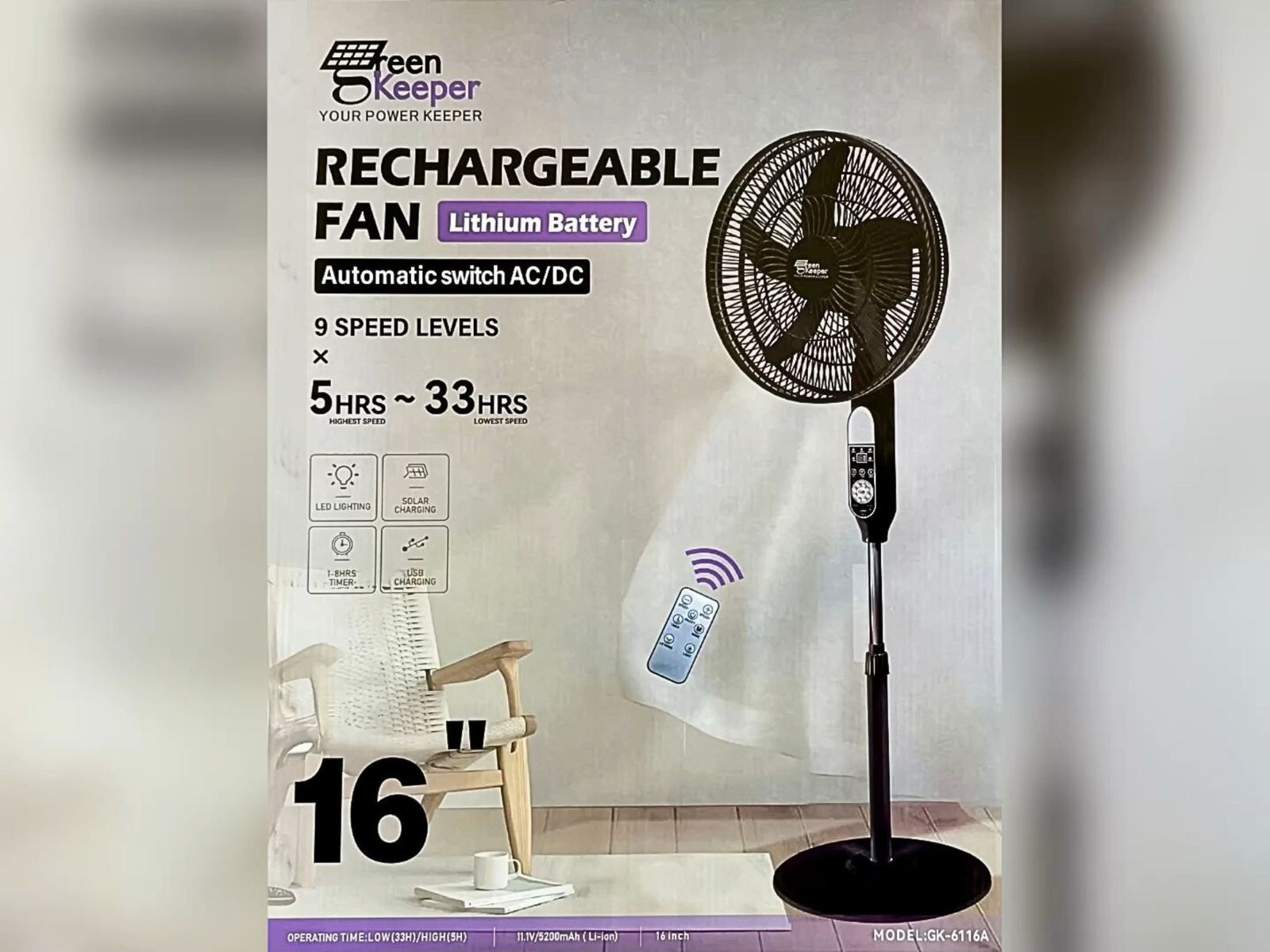 Ventilateur Rechargeable Green Keeper