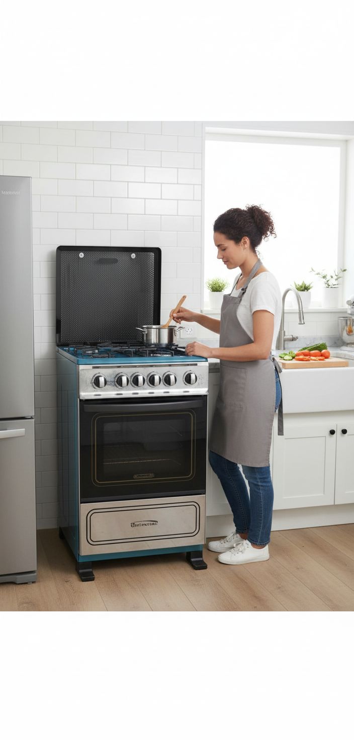 Cuisinière/four à gaz autonome.