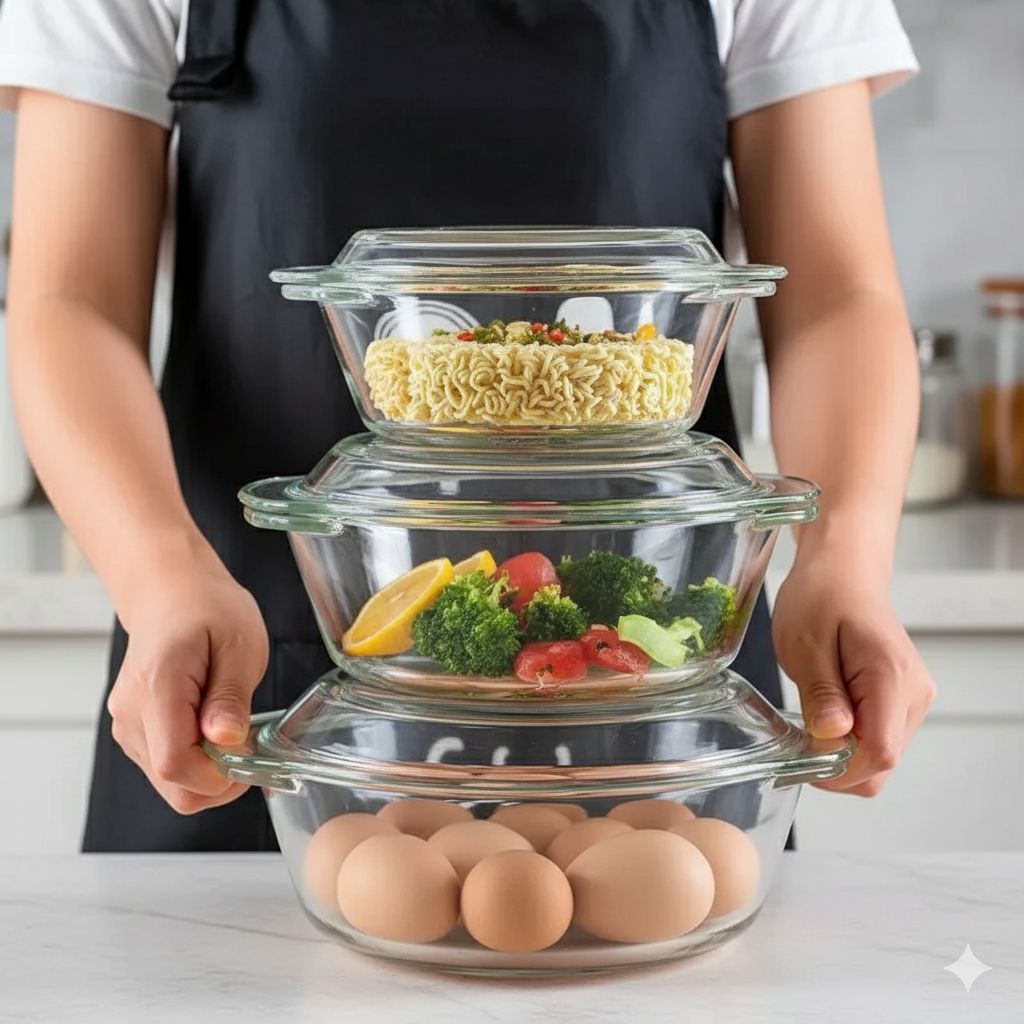 Lot de 3 soupière en verre