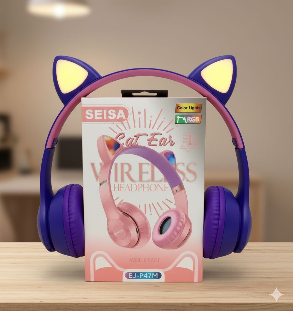 Casque sans fil à oreilles de chat