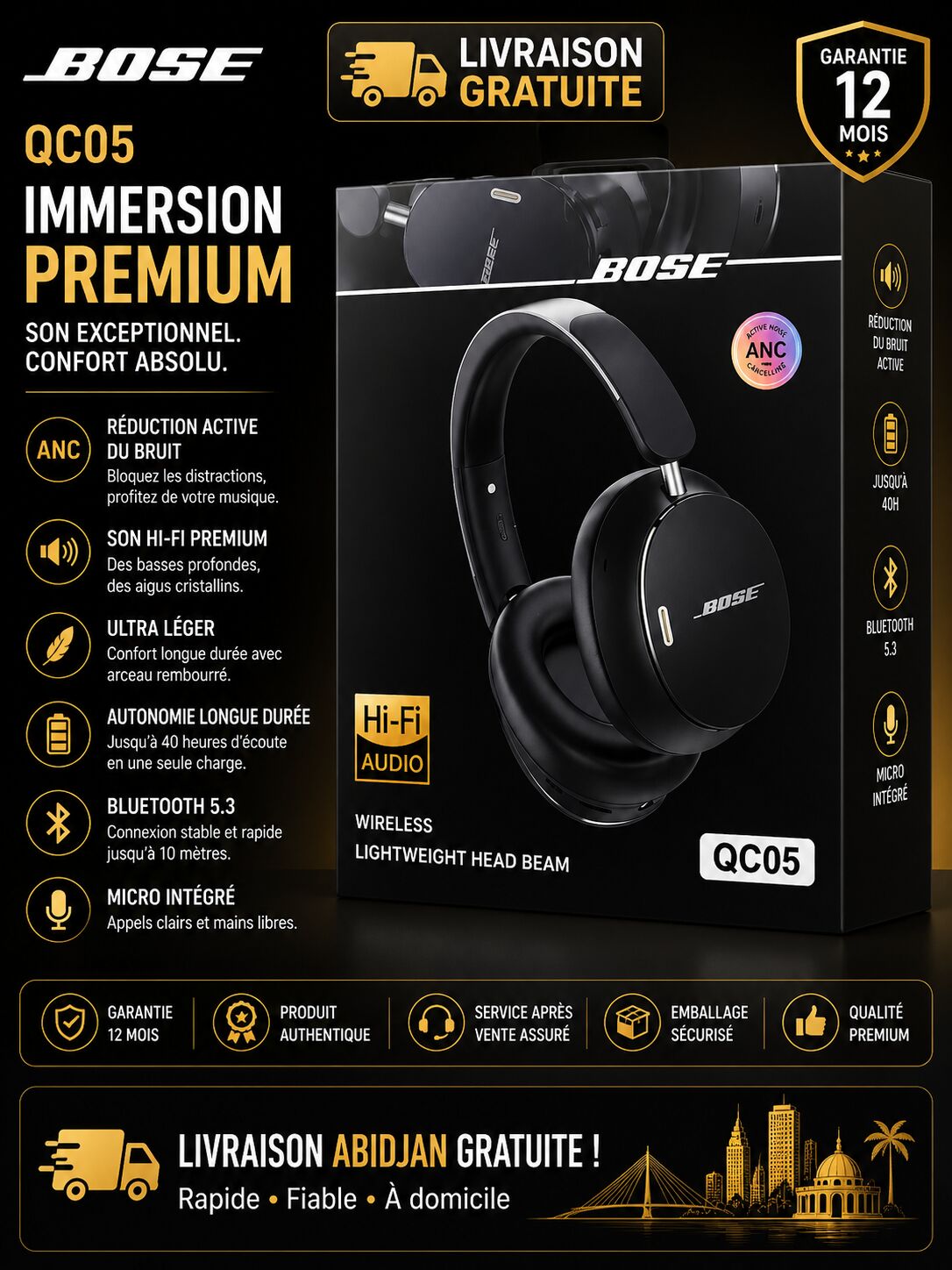 Ce casque BOSE QC05