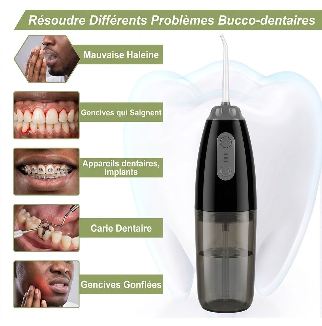 Hydropulseur Dentaire Rechargeable 4 en 1 – Nettoyage Profond & Gencives Saines