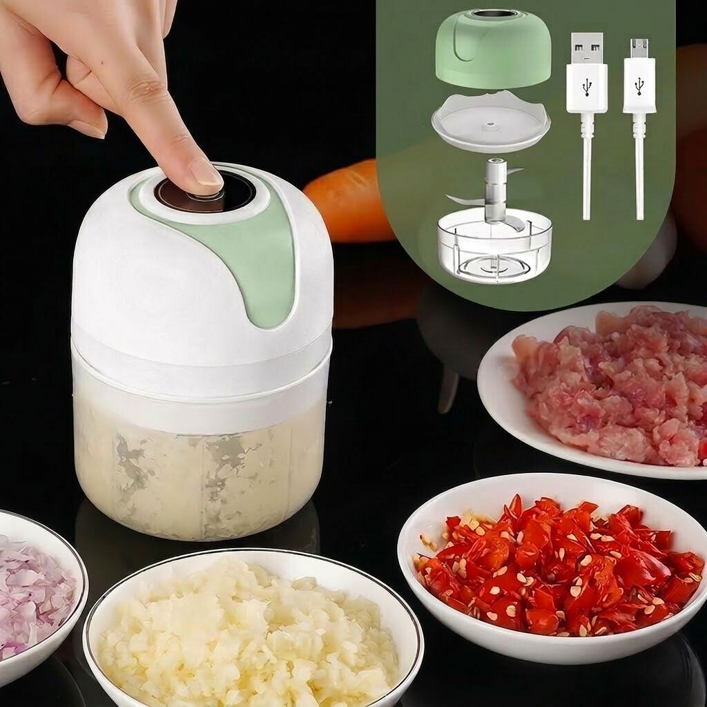 Hachoir à Ail Électrique Intelligent 250ML – Mini Broyeur Sans Fil USB